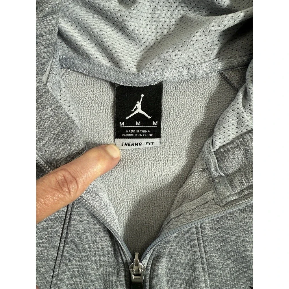 Air Jordan therma-fit Full Zip Mens Medium Gray Hoodie Fleece Lined Athletic